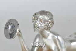 Dh Chiparus Young Woman With Cymbals, Silver Bronze Art Deco 20th Century