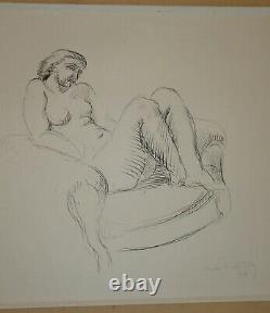Drawing In Ink Years 30 Naked Woman In The Armchair Signed Nicolas. Date 1937