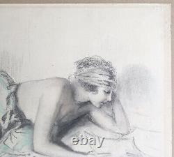 Drawing Original Art Deco William Ablett Portrait Woman Nude Reading Sale Workshop