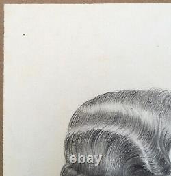 Drawing Original Portrait Woman Hair Fashion Art Deco Luc Lafnet Belgian 1930s