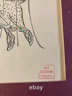 Drawing Painting Ink Art Deco 1945 on Paper Woman Collection Lily Greenham