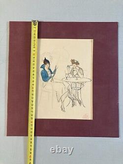 Drawing Painting Ink Art Deco 1945 on Paper Woman Collection Lily Greenham