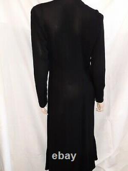 Dress In Silk Crepe Around 1925 Black And Pleated Art Deco T 38/40 Vintage Dress