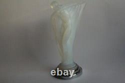 Edmond Etling Nude Woman Draped Glass Opalescent Art Deco Lucille Sevin (51555)