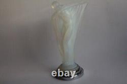 Edmond Etling nude woman draped Opalescent glass Art Deco Lucile Sevin (51555)