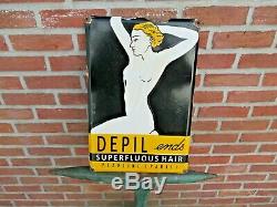 Enamelled Plate Woman Design Art Deco Depil Hair Removal Pearline Paris 1930