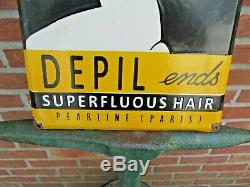 Enamelled Plate Woman Design Art Deco Depil Hair Removal Pearline Paris 1930
