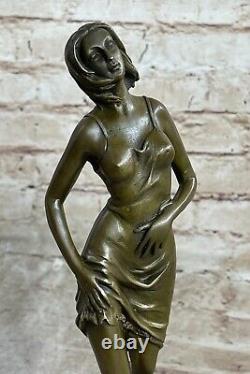 English Art Deco Bronze Chair Woman By Miguel Lopez Known As Milo Statue