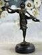 English Bronze Mirval Art Deco Dancer Signed Woman Sculpture Figurine Statue