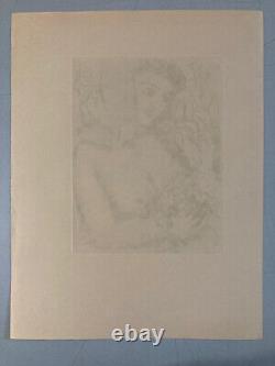 Engraved Art Deco Portrait of a Woman by Laszlo Barta: Erotic Nude Etching of Bare Breasts