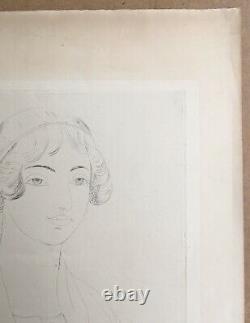 Engraving Eau Forte Original Portrait Of Woman Art Deco Othon Cubine (1883-1969)