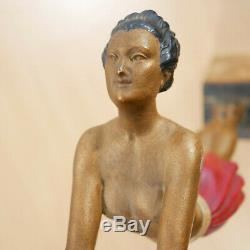 Enrique Balleste Art Deco Woman Sculpture Lamp Enamelled French Lamp