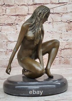 Erotic Art Deco Bronze Sculpture Femme Chair Home Office Collection