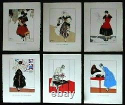 Etienne Drian Rare Set Of 6 Plates The Woman During The War 14/18