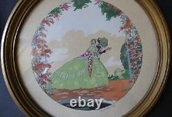 Ettore TITO (1859-1941) Stencil Lithograph Signed with Pencil Woman Art Deco