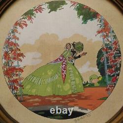 Ettore TITO (1859-1941) Stencil Lithograph Signed with Pencil Woman Art Deco