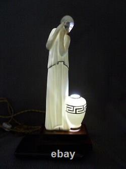 Eyelight Art Deco 1920/30 Porcelain Argilor Woman Statuette Sculpture Lamp