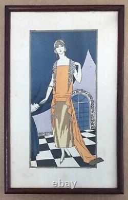 Fashion Art Deco Print Portrait Elegant Woman Albert Jarach Paul Chambry 1920s