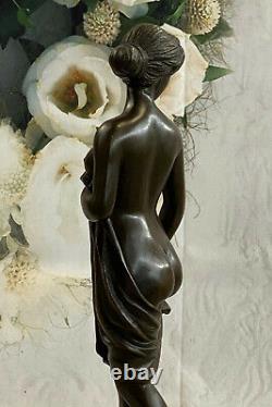 Female Bronze Chair Figurine Nude Classic Woman Art Deco Sculpture