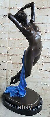 Female Bronze Chair Figurine Statue Nude Woman Art Deco Sculpture Incense