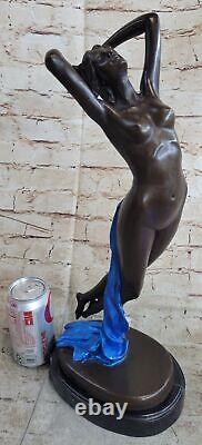 Female Bronze Chair Figurine Statue Nude Woman Art Deco Sculpture Incense