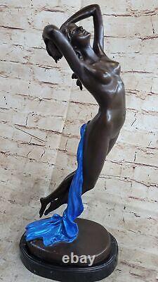 Female Bronze Chair Figurine Statue Nude Woman Art Deco Sculpture Incense