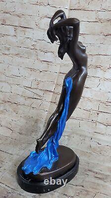 Female Bronze Chair Figurine Statue Nude Woman Art Deco Sculpture Incense