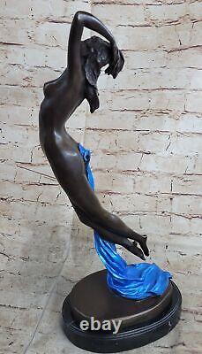 Female Bronze Chair Figurine Statue Nude Woman Art Deco Sculpture Incense