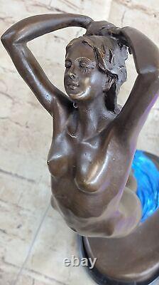 Female Bronze Chair Figurine Statue Nude Woman Art Deco Sculpture Incense