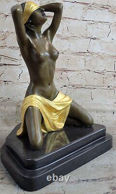Font Bronze Art Deco Captive Sexy Woman Statue Sculpture Preiss Figure Chair