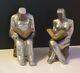 Former Bookends Art Deco Bronze Couple Men's Woman Who Reads