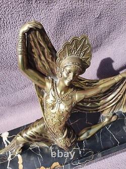 Former Bronze Sculpture Art Deco 1920 1930 H. Molins Statue Woman Dancer