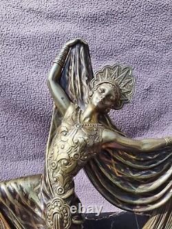 Former Bronze Sculpture Art Deco 1920 1930 H. Molins Statue Woman Dancer