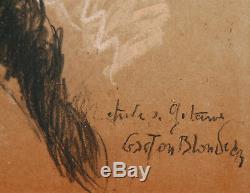 Gaston Blondeau Drawing Pastel Portrait Gypsy Young Woman Gypsy Girl Painting