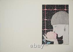 Georges Lepape Young Woman With Pink Original Engraving Signed #art Deco