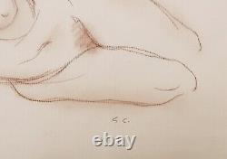 Gérard CHOAIN drawing sculptor art deco young woman lying down sanguine model