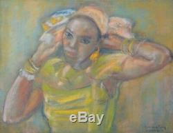 Germaine Foury Table Drawing Pastel Woman Creole Caribbean Antilles Guadeloupe