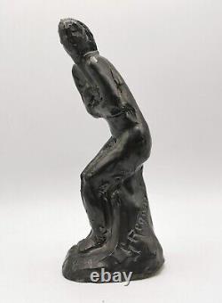 Glazed Terracotta Sculpture Nude Woman Signed Georges Regnault Art Deco 1930