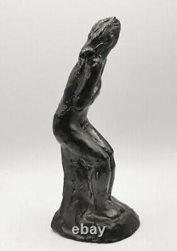 Glazed Terracotta Sculpture Nude Woman Signed Georges Regnault Art Deco 1930