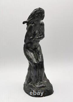 Glazed Terracotta Sculpture Nude Woman Signed Georges Regnault Art Deco 1930