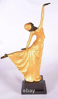 Golden Art Deco Figure In Bronze Bronze Dancer Woman