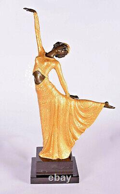 Golden Art Deco Figure In Bronze Bronze Dancer Woman