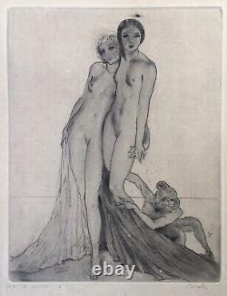 Gravure Esprive D'artiste Edouard Chimot Bilitis Louÿs Femmes Nues Satyre 1925