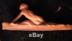 Great Art Deco Pottery Signed In 1930 George Coste Etling Beautiful Naked Woman