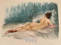 Great Curiosa Engraving Signed Nude Female Elongated Young Woman Red Shoes
