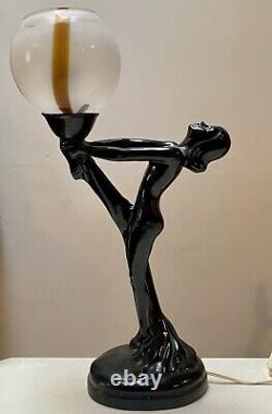 Great Lamp Woman Dancer Art Deco Bakelite Amber Resin