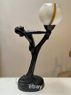Great Lamp Woman Dancer Art Deco Bakelite Amber Resin