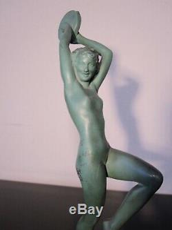 Guerbe Old Woman Dancer Statuette. Art Deco. Max Le Verrier. Signed