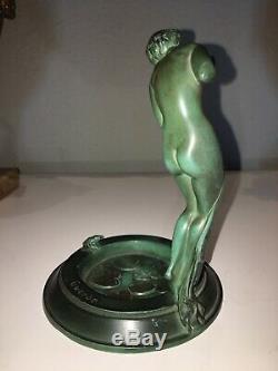 Guerbe. Woman With Water Lilies Art Deco Idem Faguays Or The Glass