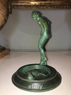 Guerbe. Woman With Water Lilies Art Deco Idem Faguays Or The Glass